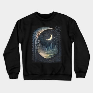 snowy starry night and moonlite in Kleeland Crewneck Sweatshirt